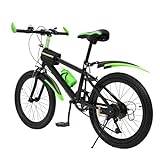 SOLOCJNL 20 tum Barncykel med kompass, 7-växlad mountainbike med skivbroms, högkoltyg, stål, cykel, grön, stadscykel, 85 kg, max. Ladda för 7–13 år, unisex barn