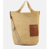 Loewe Large leather-trimmed raffia tote bag - beige - One size fits all