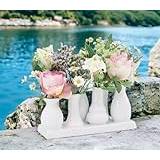 Jinfa Set med 7 dekorativa blomvaser i keramik | VIT