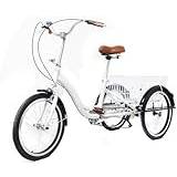 Trehjuling för vuxna, 20 tum lätt trehjulig cykel, 3 hjul tricycle med shoppingkorg europeiskt handtag, för shopping och resor, gåva