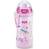 NUK Junior Cup barn drickflaska | 18+ månader | läckagesäker drickmugg med mjuk tryck-drag-pip | klämma och skyddskåpa | BPA-fri | 300 ml | lila
