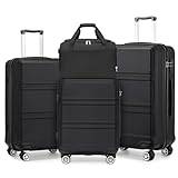 Kono Resväska uppsättning av 4 delar handbagage/medium/stor resväska hårt skal lätt vagn med TSA-lås rese Luggae med Ryanair handkabinväska, Svart, 4 Piece Sets, Bagageset