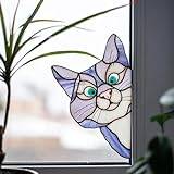 Funny Cat Decor - Peeping Cat, Funny Window Corner Decor, Funny fönsterhörndekor i målat glas, Cat Sticker, Lovely Unique Cat Suncatcher (Color : C)