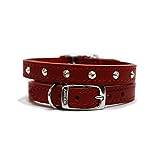 Heritage läder sy/dubbat halsband, 35 cm, Röd