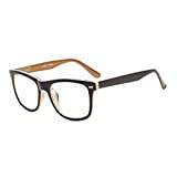 eyekepper Läsglasögon för kvinnor män med stora fyrkantiga linser och fjädergångjärn svartbrun + 0,75