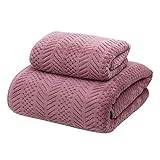 OUIPOPPO badhandduk Coral Suede Towel, Large Bath Towel, Soft And Absorbent Adult Geometric Beach Towel (Color : Purple)