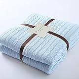 Filtar，yllefilt， Enfärgad bomull Plus sammetsstickad filt Soffa Soffa Fritidsfilt Sängkläder Dekoration Varm Mjuk Höst- och Vinterfilt 150 × 200 cm (Color : Blue)