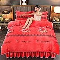 Fleece-sängkläder 135 x 200, 4 delar AB flanelltyg lyxiga sängkläder uppsättningar drottning king size påslakanset sängkappa set örngott sängkläder, gåvor för män
