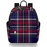 Buffalo rutig mini ryggsäck handväska för kvinnor flickor tonåring, blå röd rutig liten mode dagväska, ledig lätt väska, Blue Red Check, 8.26(L) X 4.72(W) X 9.84(H) inch, Ryggsäckar för dagsutflykt