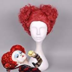 2018 Alice i Underlandet röd drottning peruk rollspel hår Queen of Hearts kostym rött hår halloween fest konsert en storlek röd