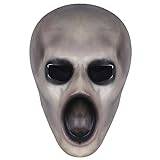 Unicoco Halloween läskig mask, Halloween spöke scream mask, läskig huvudmask, latex monster blek mask, skeletthuvudbonad för vuxenfest cosplay
