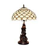 Vintage Tiffany stil bordslampa, 12-tums målat glas sänglampa Antik ängel Base Bordslampa för sovrum Vardagsrum Kaffe överraskning present