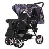 2 i 1, dubbel dubbel barnvagn, fram- och baksäte, platt lögn, bärbar fällbar barnvagn - armrest3