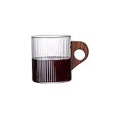 Vinglas Transparent kaffemugg med handtag Enkel vertikal rand dricksglas Hemkontor Tekopp Juice Cup Öl Cup(Size:280ml/9.2oz)