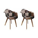 Set med 2 stolar vardagsrum matsalsstol flerfärgad patchwork Scandivave pu Wood