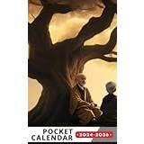 Pocket Calendar 2024 - 2026 With Moon Phase: Three-Year Monthly Planner for Purse , 36 Months from January 2024 to December 2026 | Zen Master teaching | Student under big tree - Pocketbok