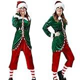 Samuliy Vuxenmanliga halloweendräkter | Flickor kvinnor jul tomtenisse kostym set – bekväm män kvinnor kostym – par julbodysuit för julfest och cosplay
