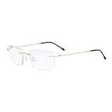 Eyekepper ramlösa, rektangulära, kantlösa läsglasögon för män, guld, +2,50