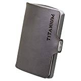 I-CLIP Titanium Ultra Light High End kreditkortsfodral med utbytbar pengaklämma - Hållbar korthållare i titan - Slim wallet i äkta läder - plånbok - Dark Titanium Urban Grey