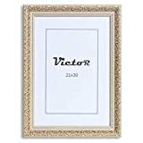 Victor Vintage Fotoram "Rubens" i 21x30 cm (A4) Guld Beige - Bar: 30x20mm - Äkta Glas - Fotoram Barock - Antik - Fotoram 20x30 Vintage - Fotoram A4 Guld