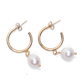 Fresh Water Pearl Hoops 18 K gold plated