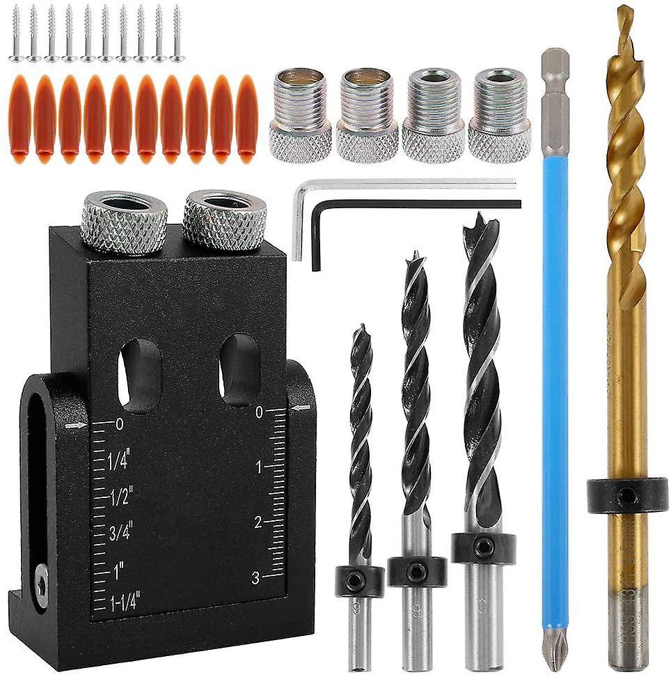 8Pcs Dowel Drill Woodwork Guide Joint Angle Tool DIY Carpentry Locator Pocket Hole Jig Set Trend Pocket Hole jig for Professional Woodworking and Home Using