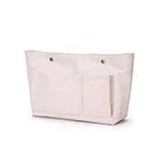 Canvas handväska organiserare robust handväskinsats organiseringsväska i väska flera fickor (beige)