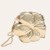 SHEIN Luxury Shiny ABS Material Flower Shaped Mini Clutch Handbag Clasp Closure Metal Bead Chain Shoulder Bag For Women Party Glamorous Gift