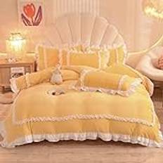Sängkläder 180 x 200 cm set – 4 st flanell quiltning prinsessstil lyxiga sängkläder uppsättningar drottning king size påslakanset sängkappa set örngott sängkläder