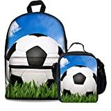 chaqlin Cool fotboll kanvas ryggsäck set grundskolestudenter skola laptop väska+utomhus picknick kylare varm lunch tygpåse dragkedja