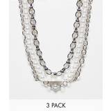 Icon Brand – Seasonal – Silvriga halsband med pärlor, 3-pack-Silver - No Size