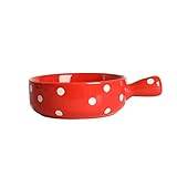 ABNMJKI skål Creative Ceramic Noodle Bowl with Handgrip Family Salad Bowl Home Kitchen Food Soup Baking Rice Bowl Tableware (Color : Red)