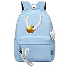 Unisex Lätt Golden Snitch Book Bag Harry Magic ryggsäck för tjejer Multifunktionell barnmatsäck Blå