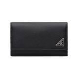 Prada - plånbok med nyckelhållare - herr - läder/läder/nylon/emalj/metall - one size - Svart