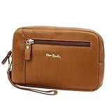 Pierre Cardin elegant bältesväska för män – läderväska män, liten väska för män 23 cm x 15 cm x 6 cm, Kamel, Min