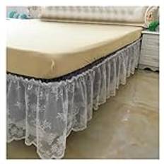 Sängkjol volang sängkappa blommor dekor sängkappa för bröllop tänd spets sängkjol elastiskt sängöverdrag överkast utan ytkappa (färg: Mörkgrå, storlek: 150 x 200 x 40 cm)