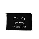 1pc Black Fashionable Cat Silhouette Heart And Letter Print Women Canvas Clutch Bag Portable Cosmetic Bag For Daily Use And Travel, Reusable