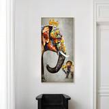 SHEIN 1pc Canvas Painting Of Elephant With Crown, High Definition Print Oil Painting Wall Decoration, Suitable For Living Room, Foyer Wall Art Hanging, Fram