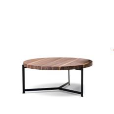 Dk3 - Plateau Coffee Table - Ø 80 cm - Höjd 35 cm, Skiva i Oljad ek, Underrede i Svart pulverlackerat stål - Soffbord