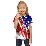 Baby Girl självständighetsdag för barn 4 juli 3D-grafik, tryckta t-shirts, flickor, nyhet kortärmade t-shirts, unisex, lediga toppar, flickor, kortärmad barn, ledig mjuk blus, tunika, indisk, röd, 5-6