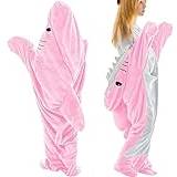 Shark Blanket Adult & Kids - Wearable Shark Blanket - Super Soft Flannel Shark Blanket Hoodie - Shark Onesie Blanket - Shark Sleeping Bag