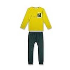 Sanetta pojkpyjamas gul | bekväm pyjamas för pojkar långa Nattlinne-set i 100% bomull. | Pyjamas-set, storlek, GUL, 140 cm