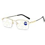 Bekväma läsglasögon rektangulära halvbågar läsglasögon, AR anti-reflekterande beläggning, glasögon, bländskydd, kvalitetsläsare (färg: Guld, storlek: 3.0)
