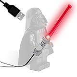 Lasersvärd med LED-och USB-anslutning | kompatibelt med Lego Star Wars | 80 cm kabel supertunn | för minifigurer | silverhandtag | (röd, 80 cm)