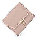 UTO Plånbok damer liten fin blad hänge plånbok konstläder RFID PU läder plånbok flickor med fack dragkedja liten portmonnä, 1263 rosa, Klassisk