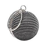 BEALIFE Lyxigt utseende S Round Ball Kristallväska Elegant med Bling-utseende med stor kapacitet ABS Rund Pearl-väska för damer, svart