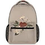 Retro blommor skolryggsäck, blommig bokväska skolväska axelväska laptopväska resor dagryggsäckar för kvinnor tonåringar pojkar flickor, Blommig, 11.4(L)×8(W)×16(H)inch