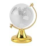 Crystal Earth Globe World Map Crystal Ball Desktop Ornament Sphere Home Office Decor Gift(Gold)