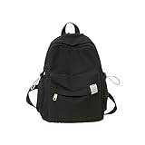 Medium ryggsäck väskor ren färg enkel fritid ryggsäck campus ryggsäck extern ram vandringsryggsäckar, Svart, en storlek