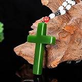 Grönt handsnidat kors Jade hänge Mode Boutique Smycken Män och kvinnor Jesus Cross Halsband Presenttillbehör